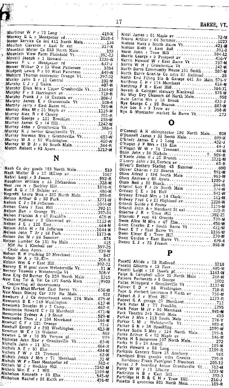 1928 Barre Vt Telephone Book - Page 17