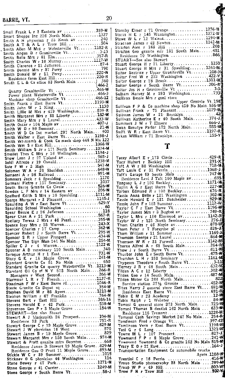 1928 Barre Vt Telephone Book - Page 20