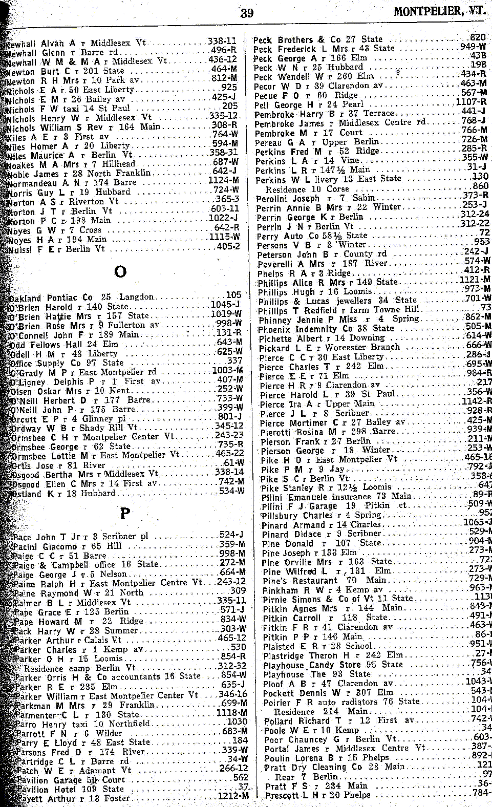 1928 Montpelier Vt Telephone Book - Page 39